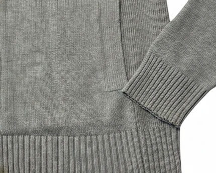 Tommy Hilfiger Grey Full-Zip Cotton Knit Sweater