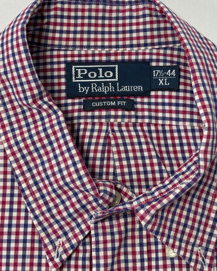Ralph Lauren Custom Fit Red & Navy Checkered Oxford Shirt