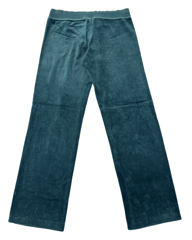 Juicy Couture Teal Green Rhinestone Velour Track Pants