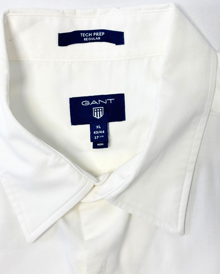 GANT Tech Prep Regular Fit White Short-Sleeve Button-Up Shirt