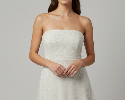 Oh Polly White Beaded Strapless Mini Dress W/Tags