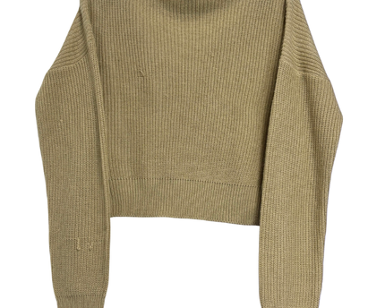 Boohoo Beige Oversized Cropped Ribbed Knit Sweater