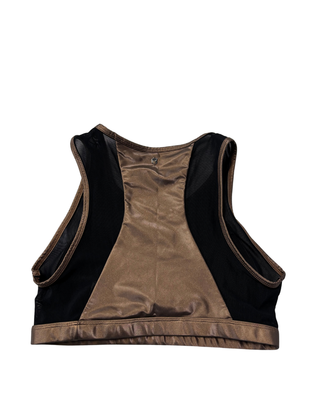 Fabletics Bronze Metallic High-Neck Sports Bra
