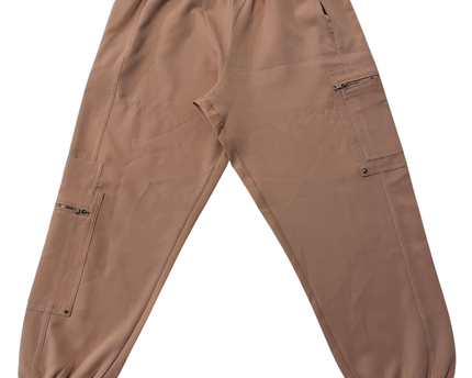 Zara Tan High-Waisted Cargo Utility Joggers