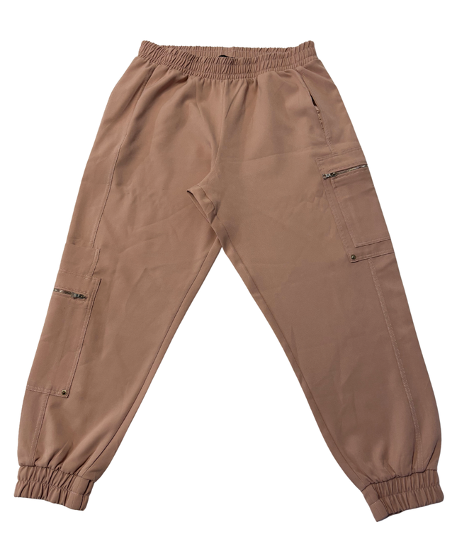Zara Tan High-Waisted Cargo Utility Joggers
