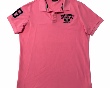 Superdry Pink Graphic Collegiate Polo Shirt