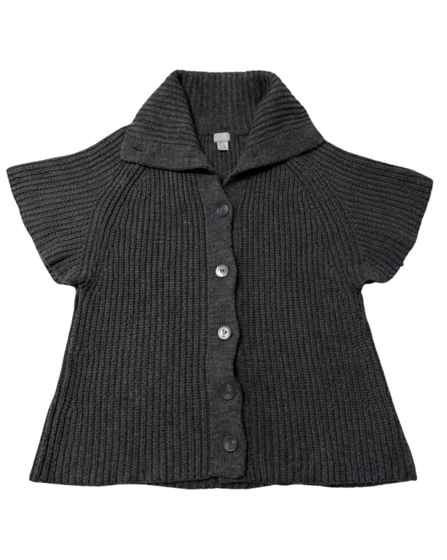 H&M Grey Chunky Knit Short Sleeve Button-Up Cardigan