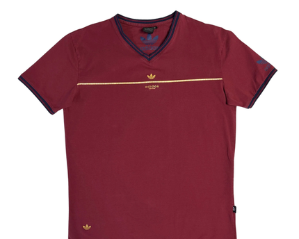 Adidas Burgundy Trefoil V-Neck T-Shirt