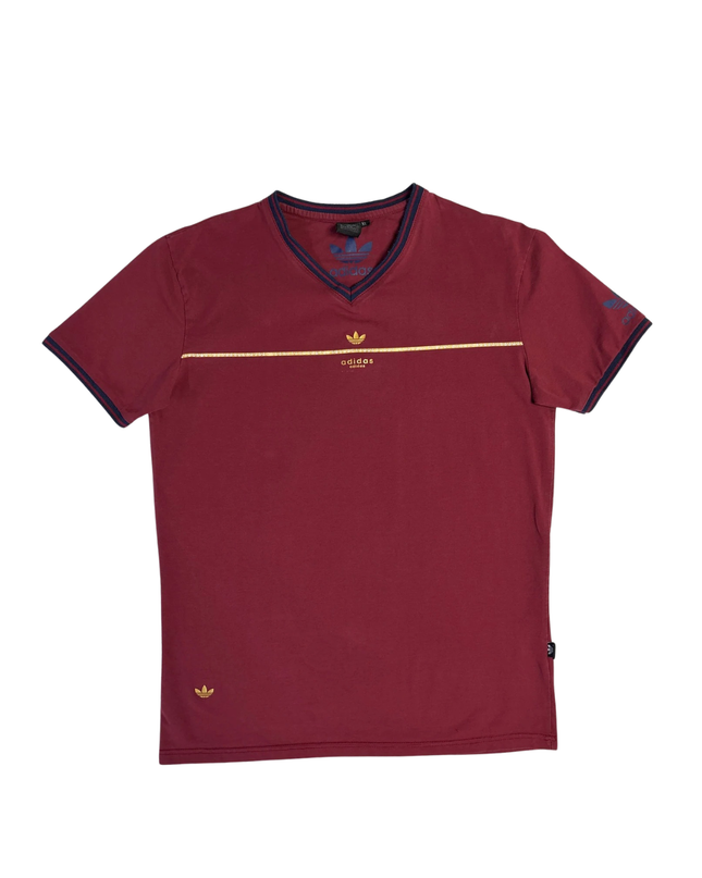 Adidas Burgundy Trefoil V-Neck T-Shirt
