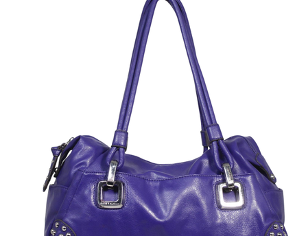 Kathy Van Zeeland Purple Pebbled Faux Leather Shoulder Bag
