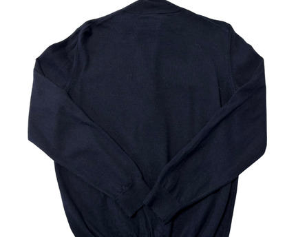 Boss Navy Blue Full-Zip Fine-Knit Cardigan