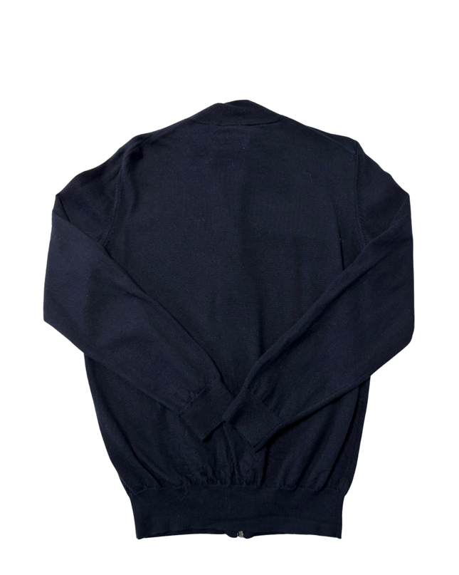 Boss Navy Blue Full-Zip Fine-Knit Cardigan