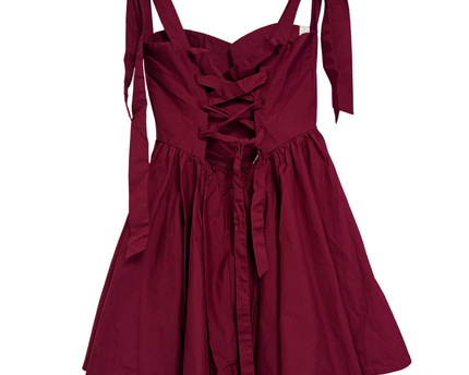 Chic Le Frique Burgundy Bustier Mini Dress with Tie Straps W/Tags