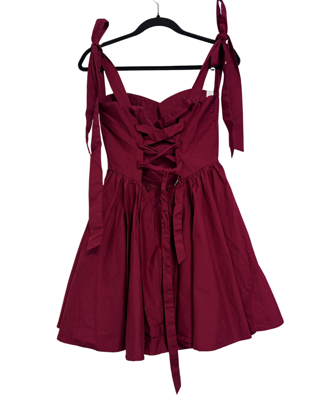 Chic Le Frique Burgundy Bustier Mini Dress with Tie Straps W/Tags