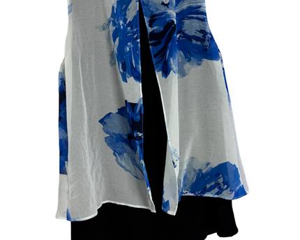 Calvin Klein Black & Blue Floral Layered Sleeveless V-Neck Top