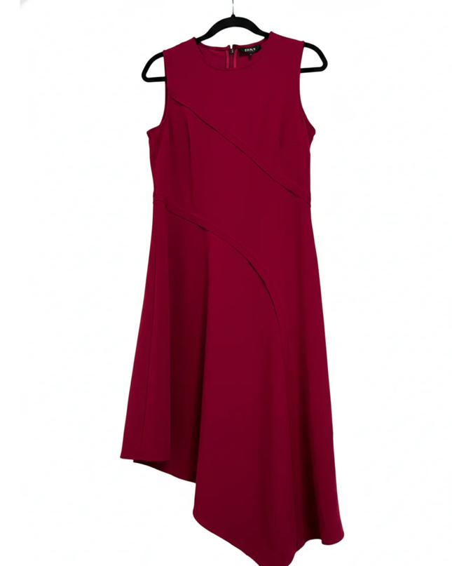 DKNY Magenta Asymmetrical Hem Sleeveless Dress