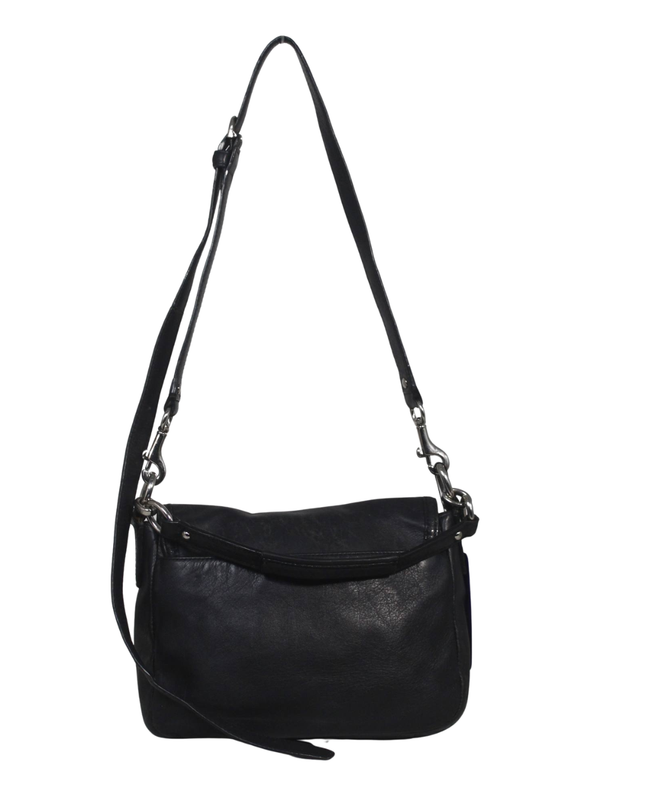 Coach Black Leather Flap Shoulder Crossbody Bag