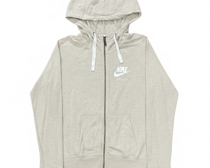 Nike Beige Full-Zip Logo Hoodie