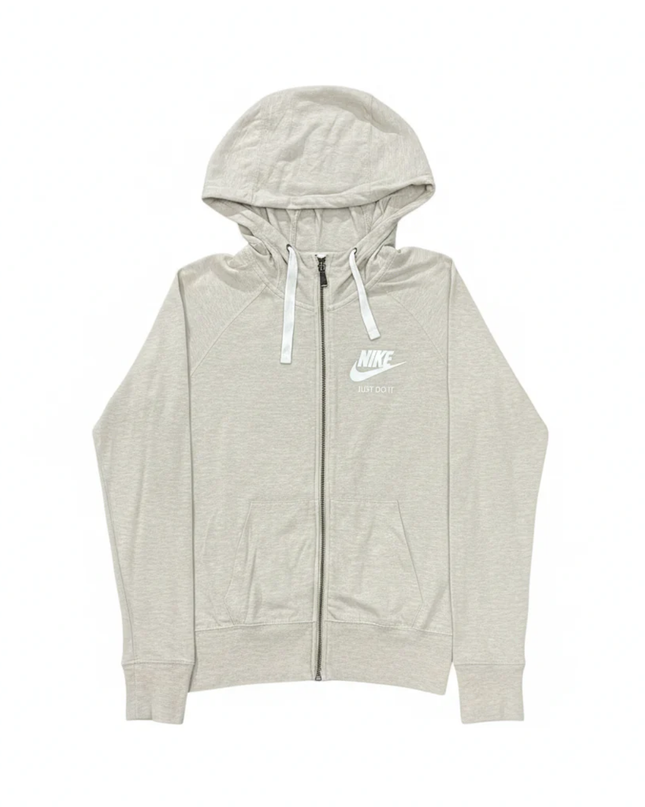 Nike Beige Full-Zip Logo Hoodie