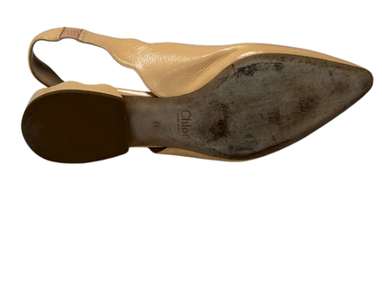 Chloe Beige Scalloped Slingback Flats