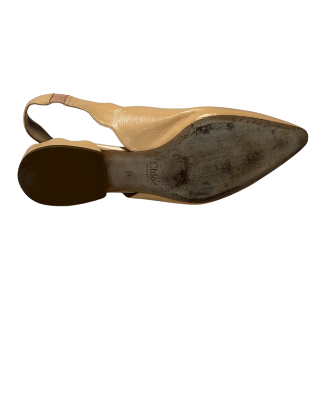 Chloe Beige Scalloped Slingback Flats