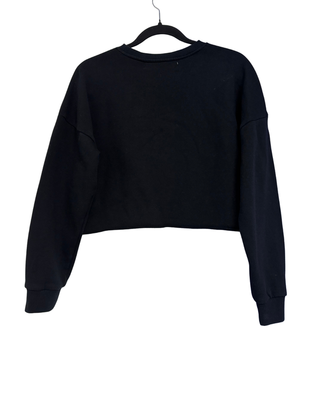 Miss Selfridge Black Floral Embroidered Cropped Sweatshirt
