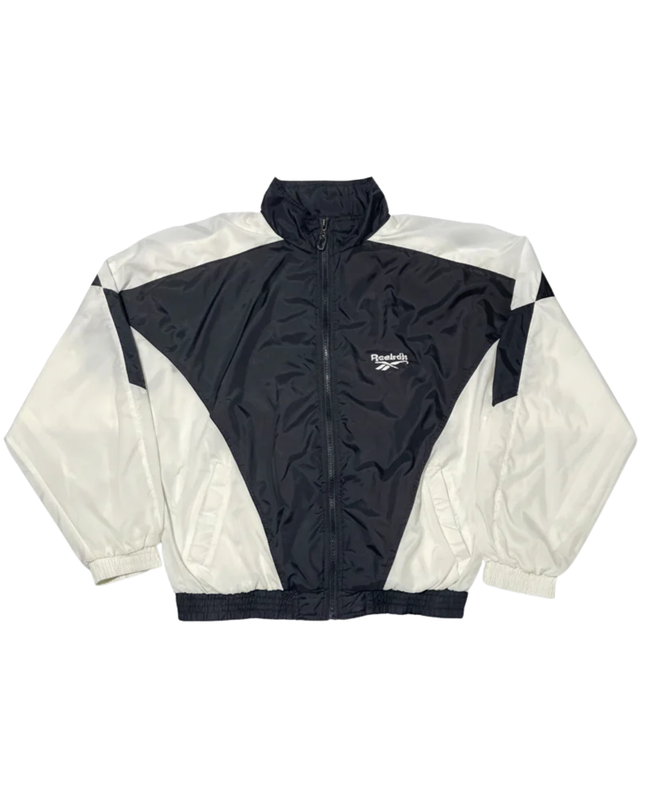 Vintage Reebok Black and White Color-Block Track Jacket