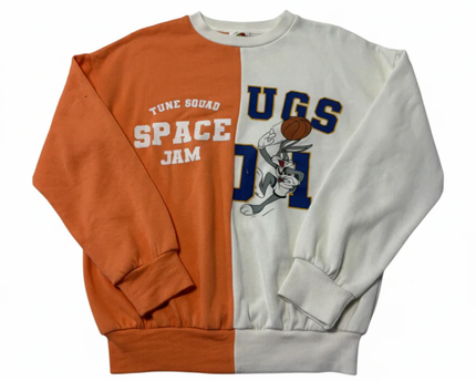 Space Jam Orange and White Bugs Bunny Split Graphic Sweatshirt