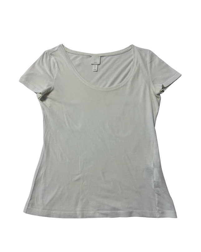 H&M White Scoop Neck Cotton T-Shirt