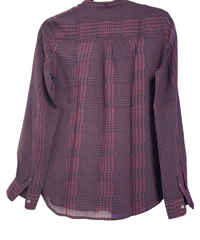 Tommy Hilfiger Maroon Patterned Long Sleeve Button-Down Shirt