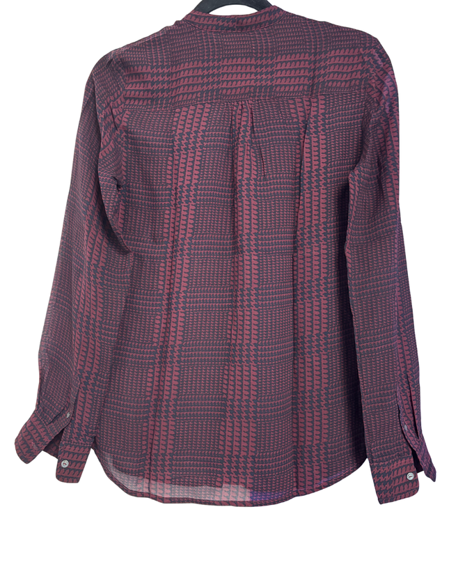 Tommy Hilfiger Maroon Patterned Long Sleeve Button-Down Shirt