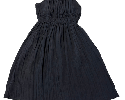 M&S Black Smocked Crinkle Petite Dress