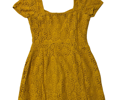 Abercrombie & Fitch Yellow Lace Button-Down Mini Dress