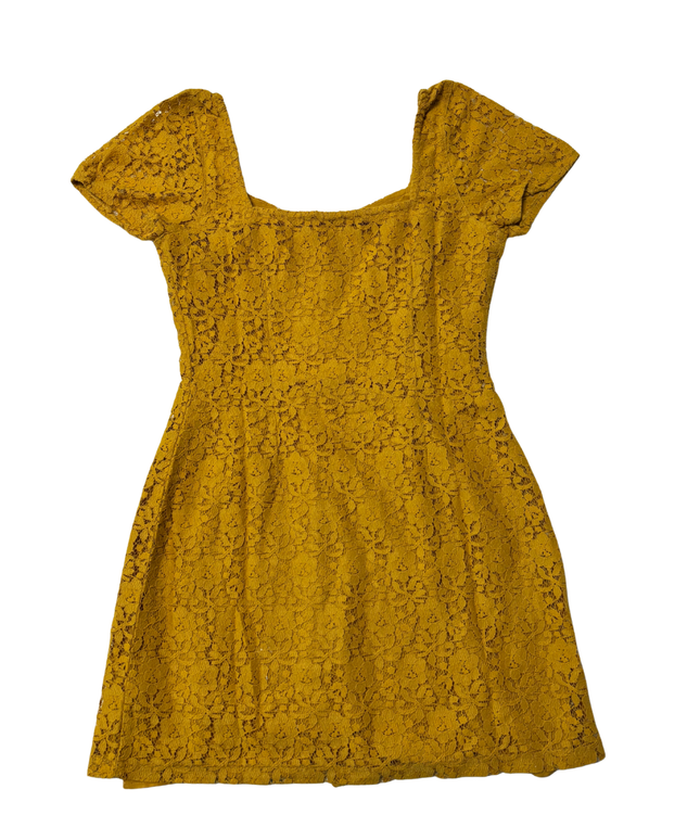 Abercrombie & Fitch Yellow Lace Button-Down Mini Dress