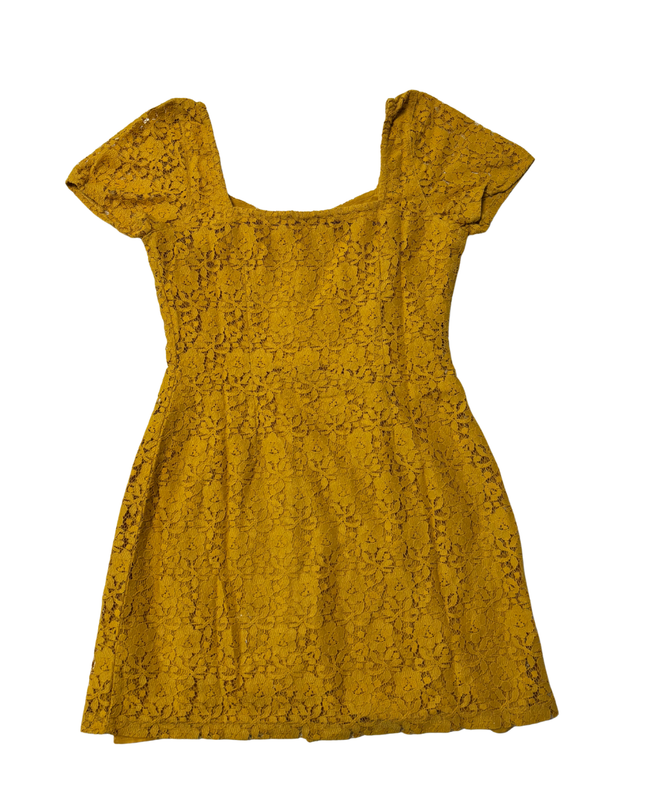 Abercrombie & Fitch Yellow Lace Button-Down Mini Dress