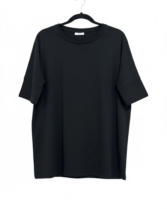 Choice Black Relaxed Fit Short Sleeve Viscose Top