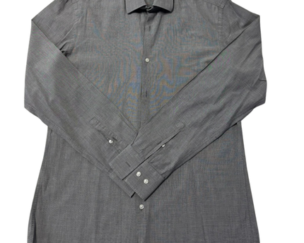 BOSS Hugo Boss Grey Slim Fit Micro-Pattern Italian Fabric Dress Shirt