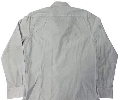 Massimo Dutti White Micro-Pattern Shirt with Elbow Patches