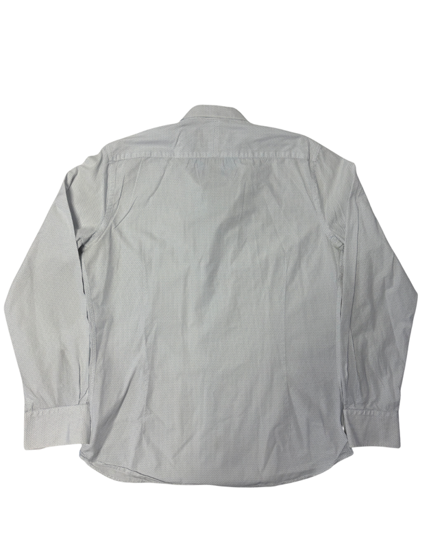 Massimo Dutti White Micro-Pattern Shirt with Elbow Patches