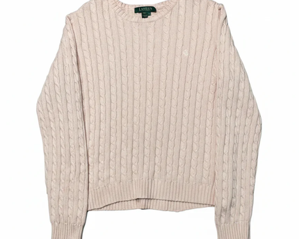 Lauren Ralph Lauren Pink Cable Knit Cotton Sweater