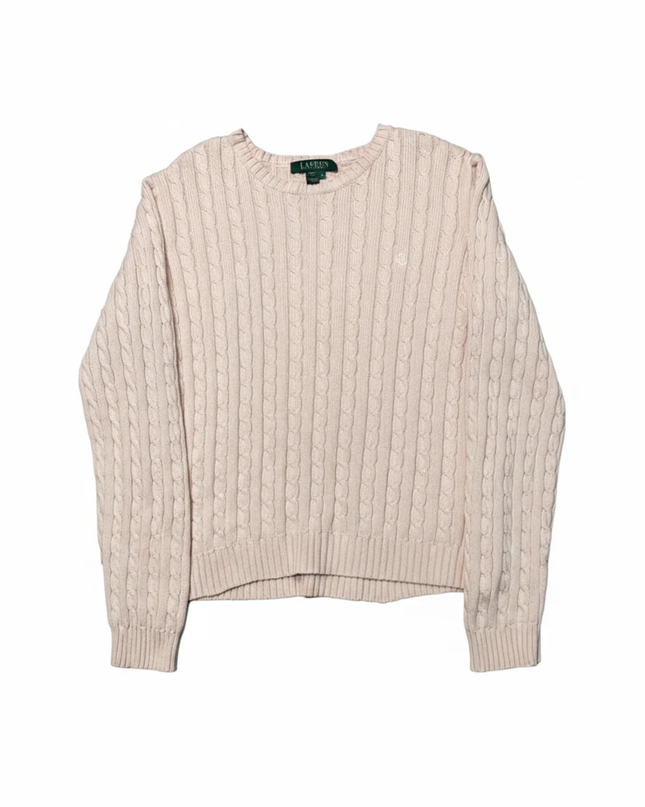 Lauren Ralph Lauren Pink Cable Knit Cotton Sweater