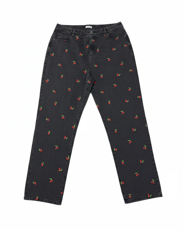 Forever 21+ Premium Black Cherry Embroidered Denim Jeans W/Tags