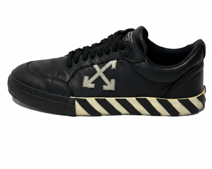 Off-White Black Low Vulcanized Leather Sneakers W/Box