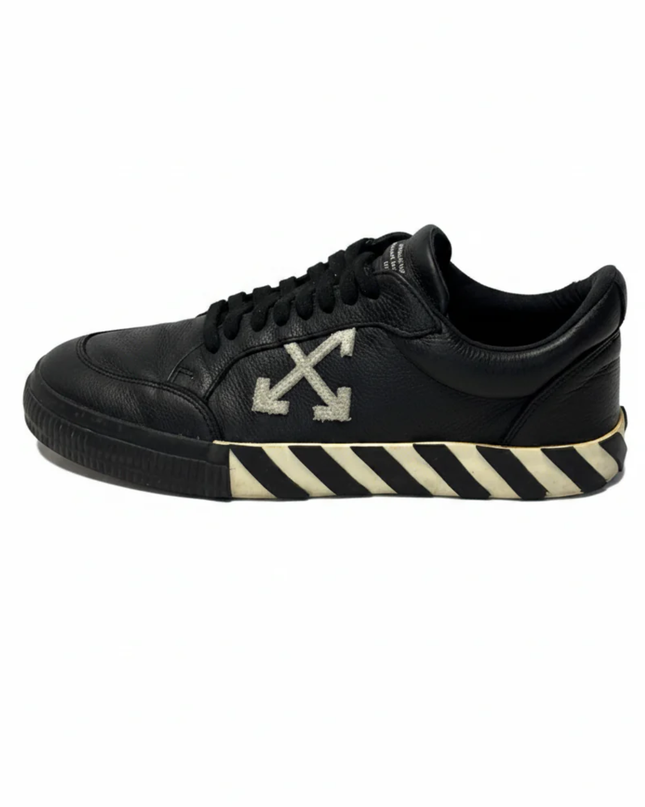 Off-White Black Low Vulcanized Leather Sneakers W/Box