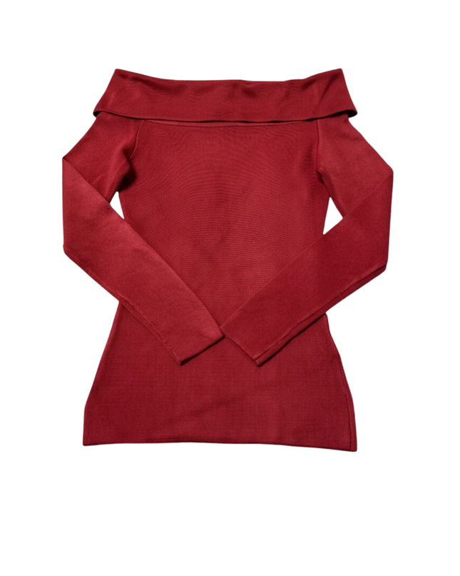 REISS Red Off-the-Shoulder Knit Sweater