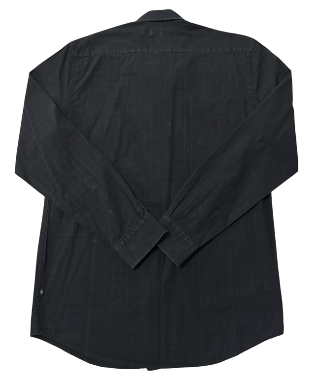 Nautica Black Grid Pattern Classic Fit Long Sleeve Shirt