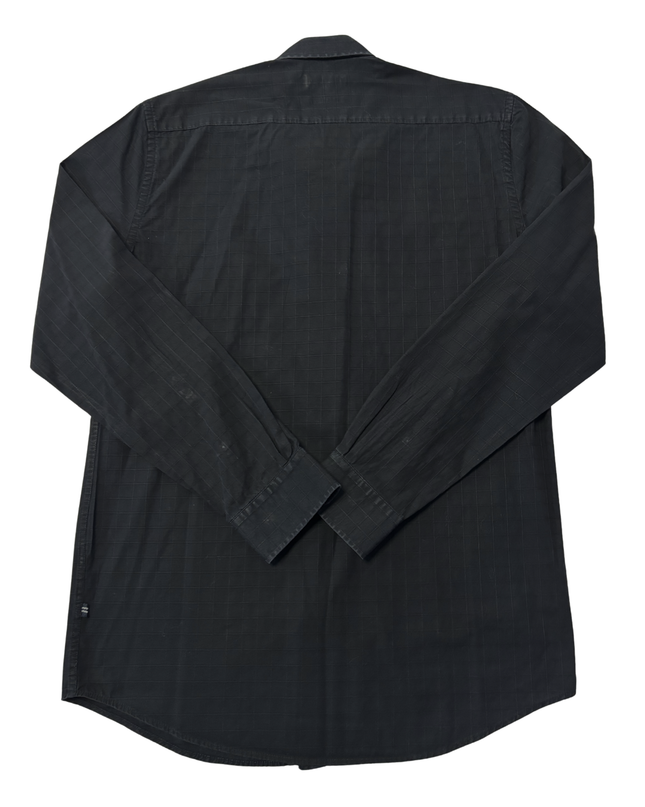 Nautica Black Grid Pattern Classic Fit Long Sleeve Shirt