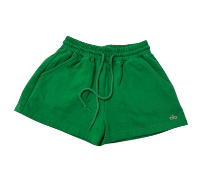 Alo Yoga Green Fleece Lounge Sweat Shorts
