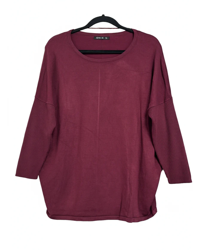 ONIX Maroon Oversized Cotton Knit Sweater