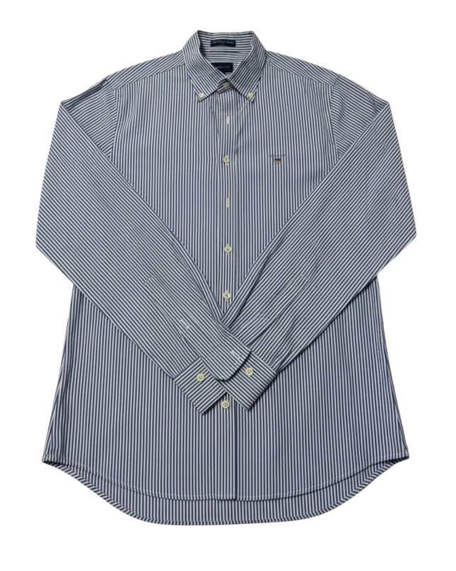 GANT Blue/White Striped Broadcloth Banker Slim Shirt